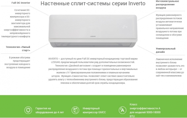 Кондиционер Lessar LS-HE18KLA2B / LU-HE18KLA2B Инверторный
