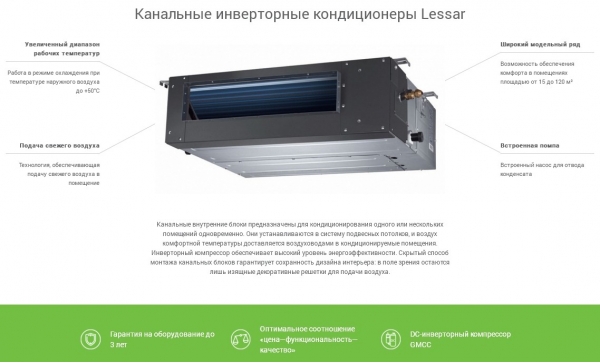 Канальный кондиционер Lessar LS-HE55DOA4 / LU-HE55UMA4 Инверторный