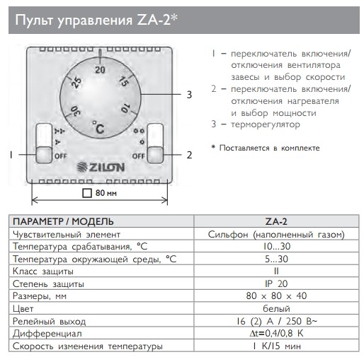 Тепловая завеса Zilon ZVV-1.5VE12 (электрическая, интерьерная, дизайнерская)