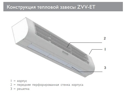 Тепловая завеса Zilon ZVV-1E6T 2.0 (электрическая, нержавеющая сталь)